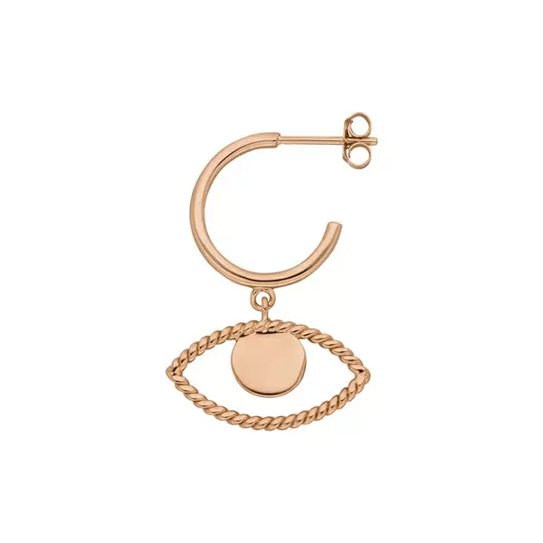 Leaf Jewelry Single Creole Evil Eye Twist, 18 K Rosegold vergoldet Neuheiten