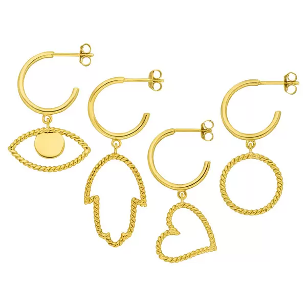 Leaf Jewelry Single Creole Evil Eye Twist, 18 K Gelbgold vergoldet Tägliche Deals
