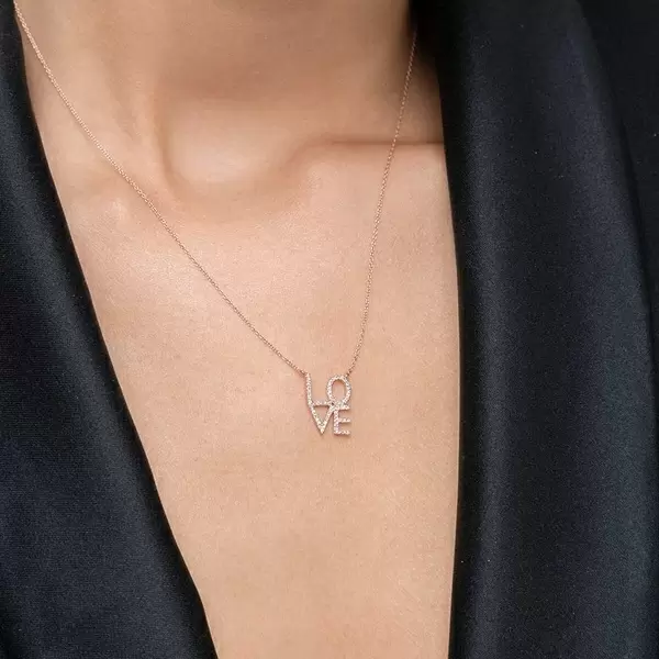 Leaf Jewelry Halskette Love mit Diamanten, 18 K Roségold Begrenzte Freigabe