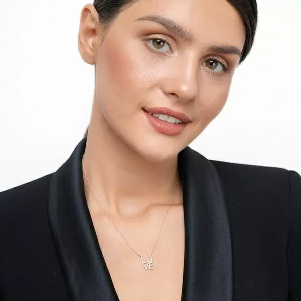 Leaf Jewelry Halskette Love mit Diamanten, 18 K Roségold Begrenzte Freigabe