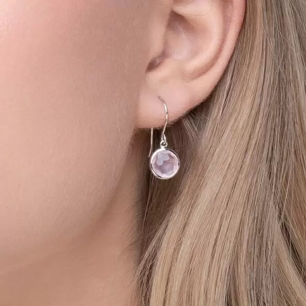 Leaf Jewelry Ohrringe Rosenquarz, 14 K Weißgold Letzte 3 Tage