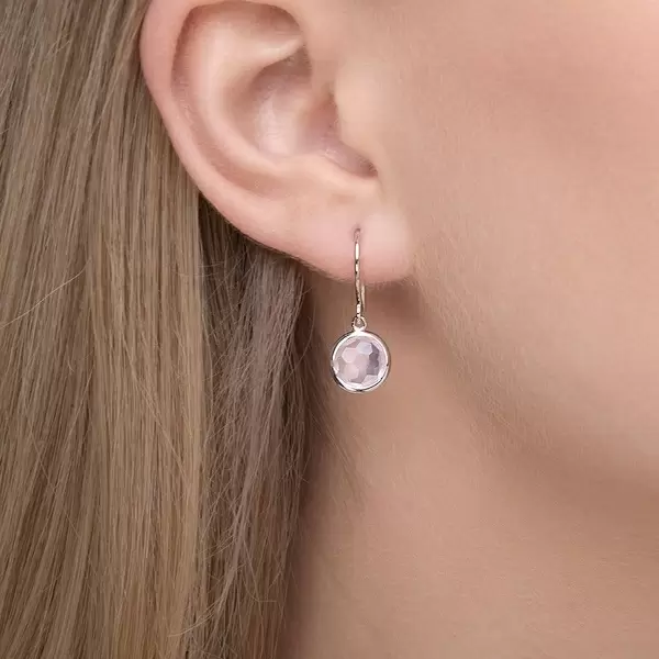 Leaf Jewelry Ohrringe Rosenquarz, 14 K Weißgold Letzte 3 Tage