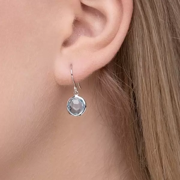 Leaf Jewelry Ohrringe Blauer Topas, 14 K Weißgold Letzte 2 Tage