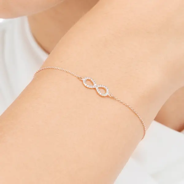 Leaf Jewelry Armkette Infinity mit Diamanten, 18 K Roségold Letzter Tag