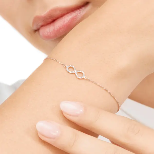 Leaf Jewelry Armkette Infinity mit Diamanten, 18 K Roségold Letzter Tag