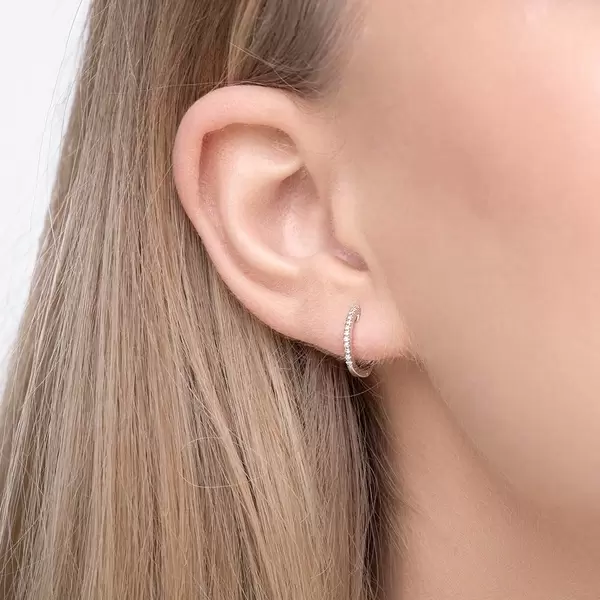 Leaf Jewelry Creole Circle XS mit Diamanten, 12mm, 18 Weißgold Zeitbegrenzte Promotion