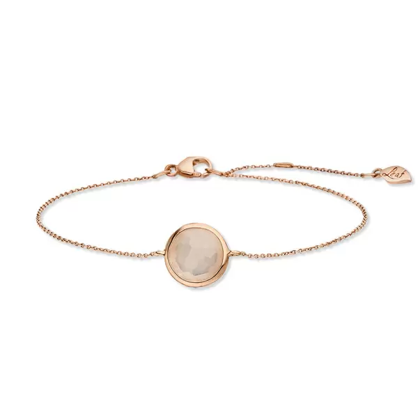 Leaf Jewelry Armkette Rosenquarz, 14 K Roségold Sonderangebot der Fabrik