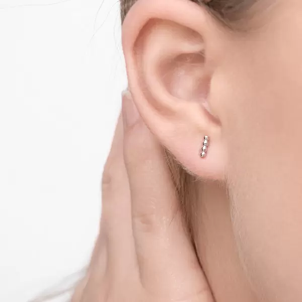 Leaf Jewelry Ohrstecker 4 Kugel, 14K Weißgold Vierteljährliche Förderung