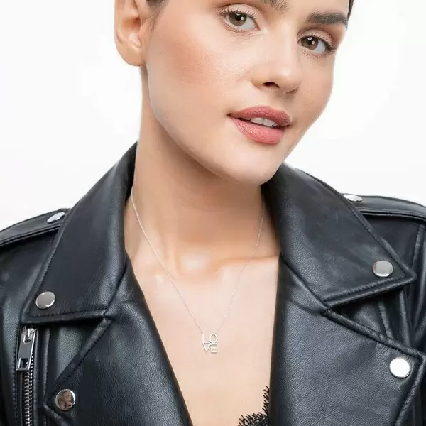 Leaf Jewelry Halskette Love mit Diamanten, 18 K Weissgold Bis zu 55% Rabatt