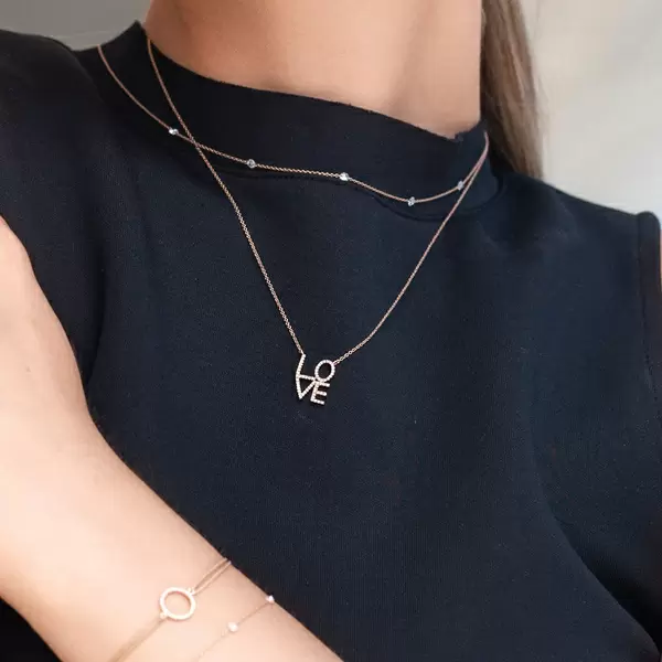 Leaf Jewelry Halskette Love mit Diamanten, 18 K Weissgold Bis zu 55% Rabatt