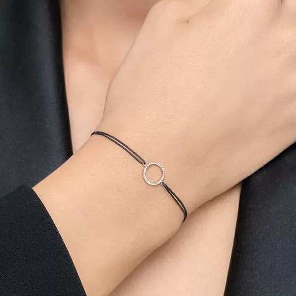 Leaf Jewelry Glücksbändchen Circle mit Diamanten, 18 K Rosegold, Beige Discount Store für neue Produkte