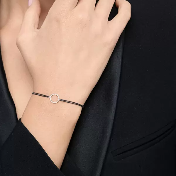 Leaf Jewelry Glücksbändchen Circle mit Diamanten, 18 K Rosegold, Beige Discount Store für neue Produkte