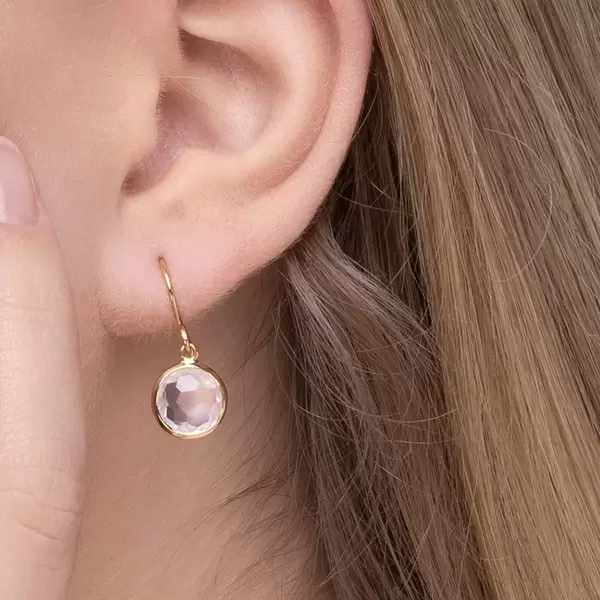 Leaf Jewelry Ohrringe Rosenquarz, 14 K Gelbgold Clearance-Verkauf