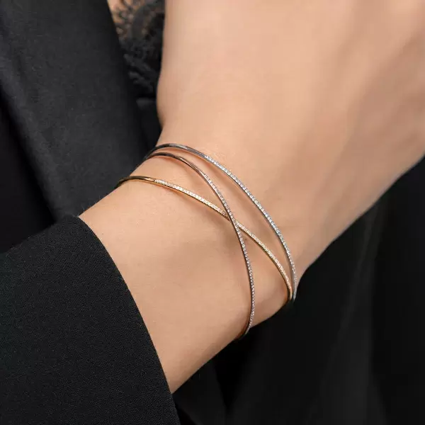Leaf Jewelry Armreif Circle mit Diamanten, 18 K Weißgold Fabrikladen