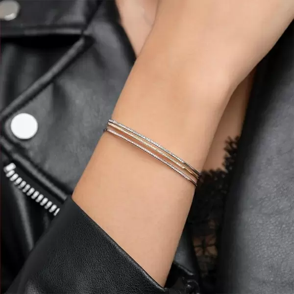 Leaf Jewelry Armreif Circle mit Diamanten, 18 K Weißgold Fabrikladen