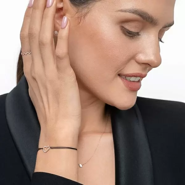 Leaf Jewelry Glückarmband Herz mit Diamanten, 18 K Rosegold, Beige zollfrei