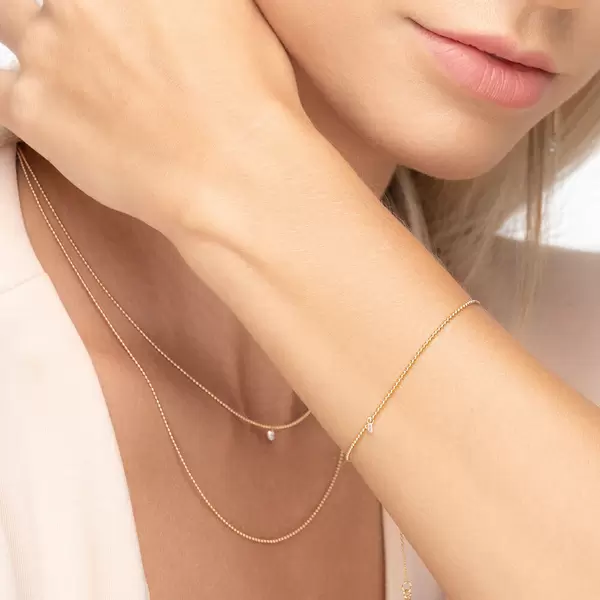 Leaf Jewelry Armkette Pure Ball Chain, Diamant, 14 K Gelbgold Rabatte dieses Monats