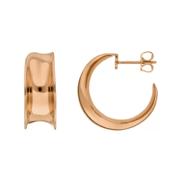 Leaf Jewelry Silber Creolen, 80's, Rosegold im Angebot