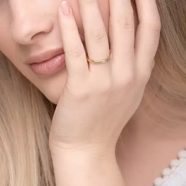 Leaf Jewelry Ring Plaid, matt, 18 K Gelbgold vergoldet, Gr.50 Schlussverkauf