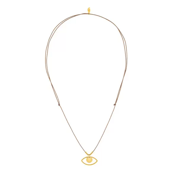 Leaf Jewelry Glückshalskettchen Evil Eye, 18 K Gelbgold vergoldet, Beige Günstig kaufen