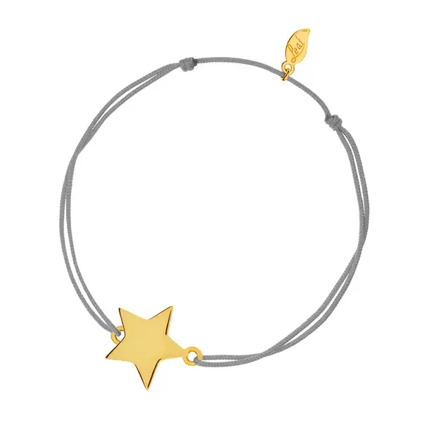 Leaf Jewelry Glücksbändchen Star-Disc, matt, Gelbgold vergoldet , Grau Exklusivangebot