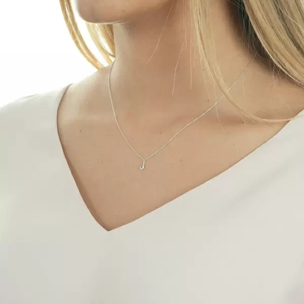 Leaf Jewelry Halskette Letter "J", 14 K Weißgold mit Diamanten Bestseller