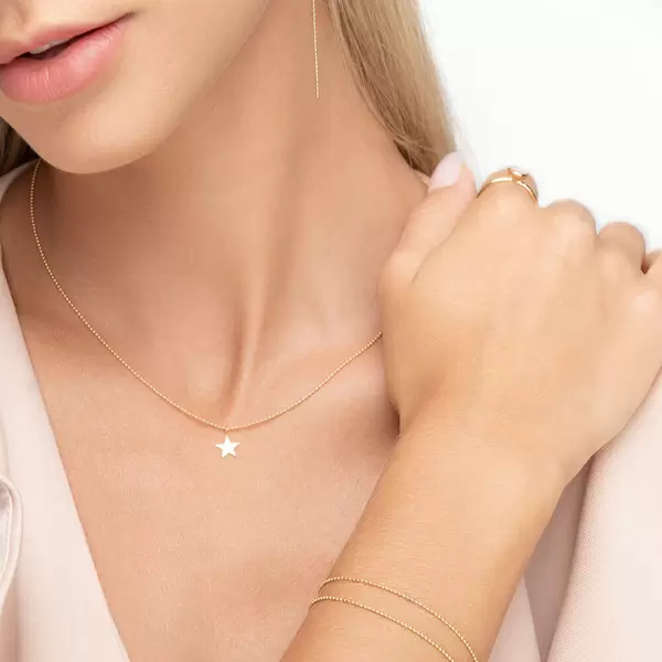 Leaf Jewelry Halskette STAR, 14 K Gelbgold Räumungsverkauf
