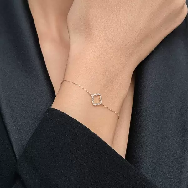 Leaf Jewelry Armkette Clover mit Diamanten, 18 K Roségold Tägliche Deals