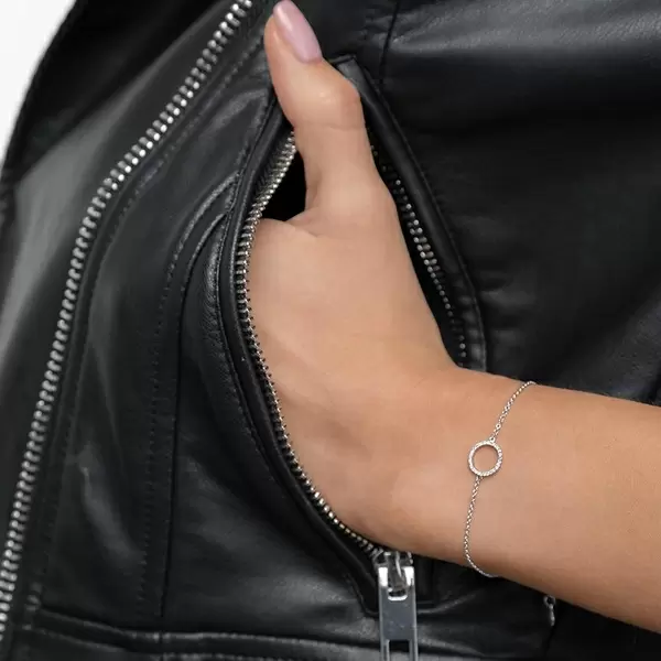 Leaf Jewelry Armkette Circle mit Diamanten, 18 K Weißgold Sonderangebote