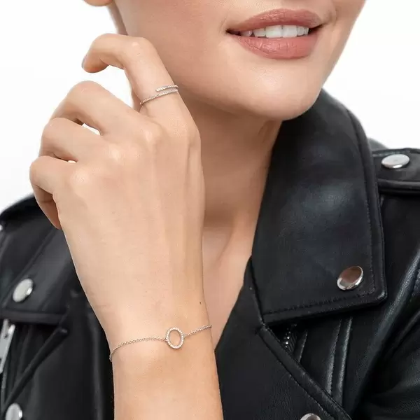 Leaf Jewelry Armkette Circle mit Diamanten, 18 K Weißgold Sonderangebote