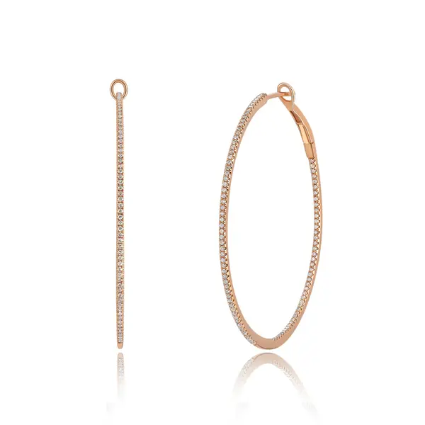 Leaf Jewelry Creole Circle L mit Diamanten, 45mm, 18 K Rosegold Riesige Ersparnisse
