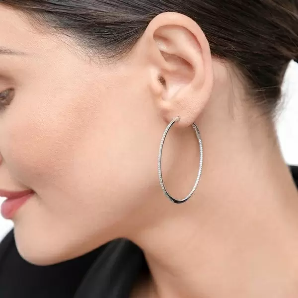 Leaf Jewelry Creole Circle L mit Diamanten, 45mm, 18 K Rosegold Riesige Ersparnisse