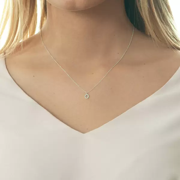 Leaf Jewelry Halskette Letter "O", 14 K Weißgold mit Diamanten Tiefpreis