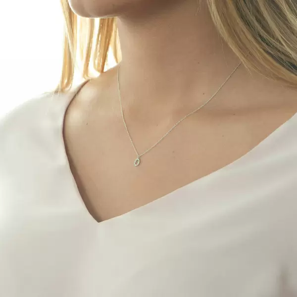 Leaf Jewelry Halskette Letter "O", 14 K Weißgold mit Diamanten Tiefpreis