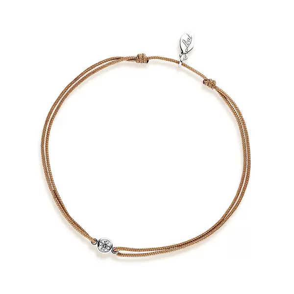 Leaf Jewelry Glücksbändchen "my first diamond", 14K Weißgold, Beige Wochenangebot
