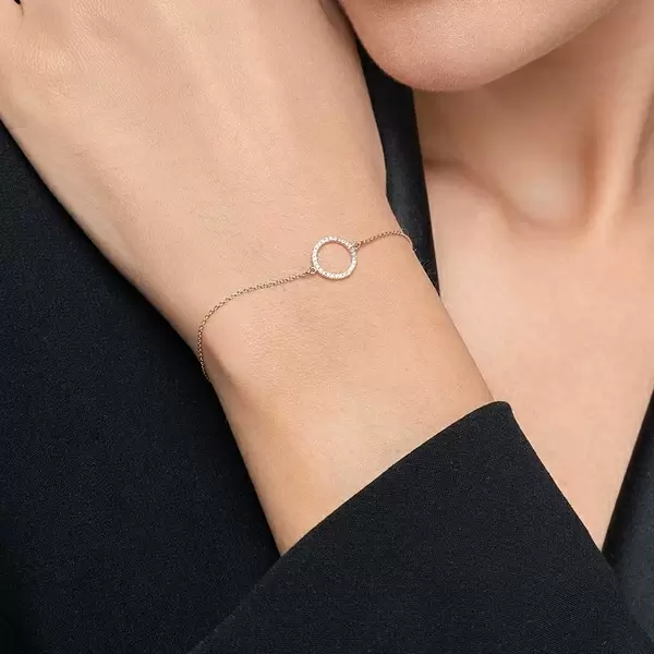 Leaf Jewelry Armkette Circle mit Diamanten, 18 K Roségold Begrenzte Freigabe