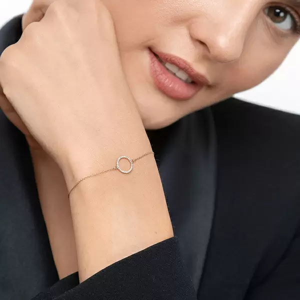 Leaf Jewelry Armkette Circle mit Diamanten, 18 K Roségold Begrenzte Freigabe