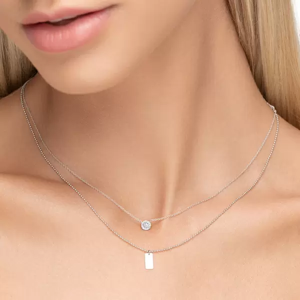 Leaf Jewelry Halskette Pavé II mit Diamanten, 18 K Weissgold Letzter Tag