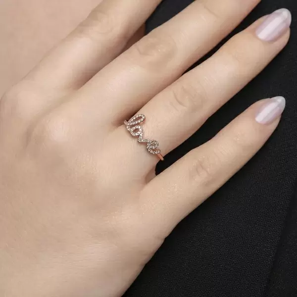Leaf Jewelry Ring Love 18K Roségold mit Diamanten Bis zu 60% Rabatt