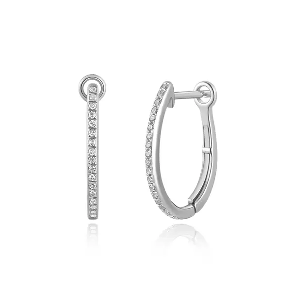 Leaf Jewelry Creole Oval S mit Diamanten, 18 Weißgold Bis zu 65% Rabatt