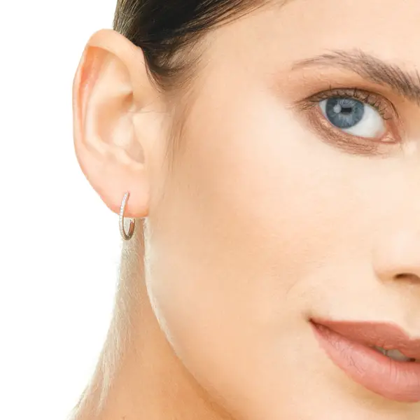 Leaf Jewelry Creole Oval S mit Diamanten, 18 Weißgold Bis zu 65% Rabatt