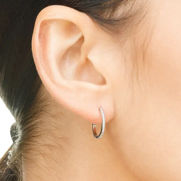 Leaf Jewelry Creole Oval S mit Diamanten, 18 Weißgold Bis zu 65% Rabatt