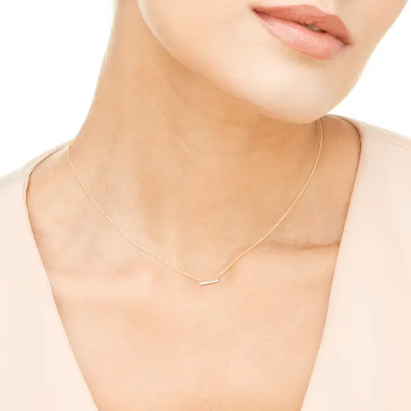 Leaf Jewelry Halskette Horizontal Bar, Diamant, 14 K Gelbgold Nur für heute