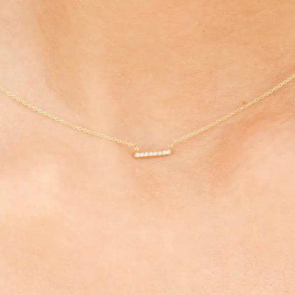 Leaf Jewelry Halskette Horizontal Bar, Diamant, 14 K Gelbgold Nur für heute