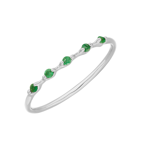 Leaf Jewelry Ring mit 5 Smaragden, 14K Weißgold Nur noch ein Tag übrig