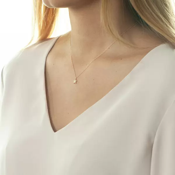 Leaf Jewelry Halskette Stern mit Diamanten, 18 K Gelbgold Kostenloser Versand international