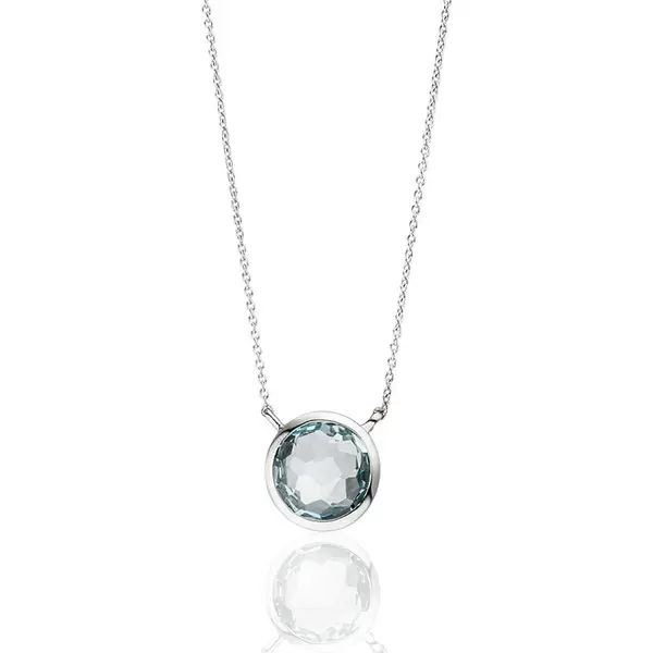 Leaf Jewelry Halskette Blauer Topas, 14 K Weißgold zollfrei