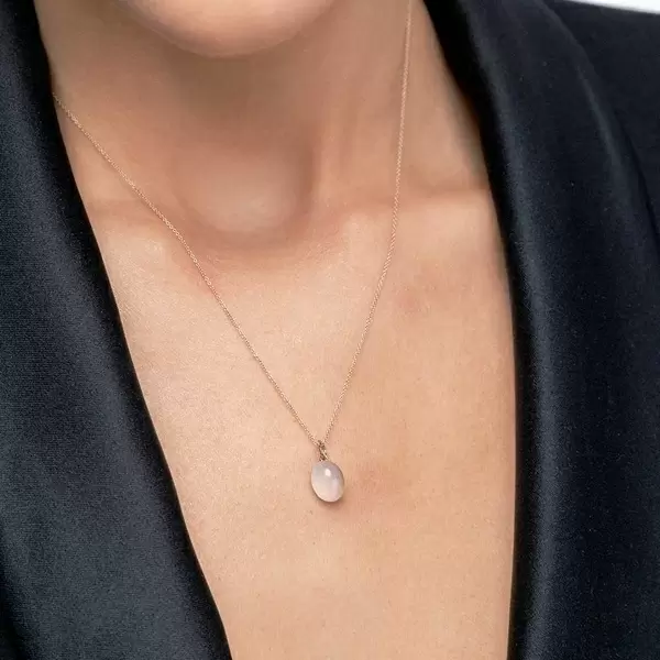 Leaf Jewelry Halskette Cabochon II, 14 K Rosegold, Rosenquarz 2025