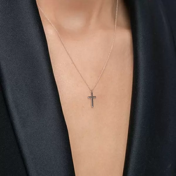 Leaf Jewelry Halskette Kreuz, 14 K Rosegold Outlet