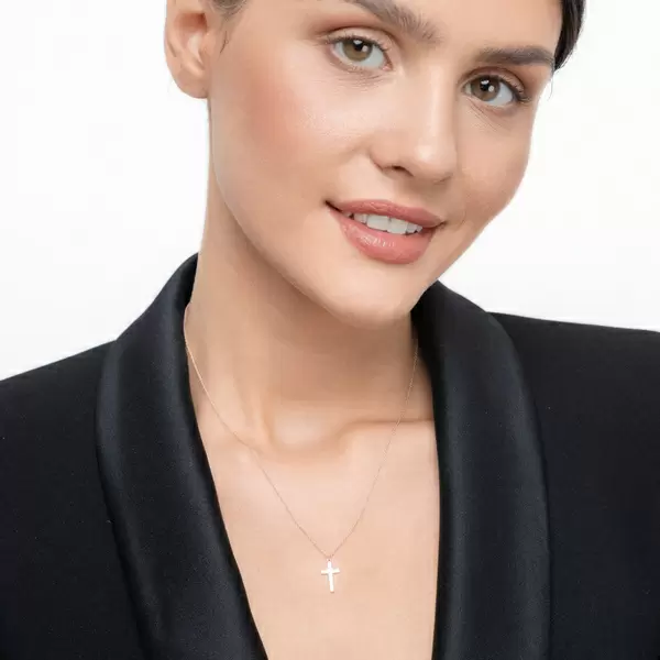Leaf Jewelry Halskette Kreuz, 14 K Rosegold Outlet